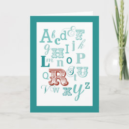 Letter R Initiaal naam Alphabet Birthday Blauwgroe Kaart
