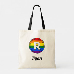 Letter R Initiaal & Name Gay Pride Rainbow Monogra Tote Bag
