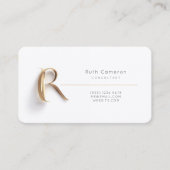 Letter R-kalligrafie Gold/zwart gradiëntmonogram Visitekaartje (Voorkant)