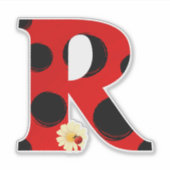 Letter R Ladybug Print met lieveheersbeestje en bl Sticker (Voorkant)