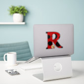 Letter R Ladybug Print met lieveheersbeestje en bl Sticker (Laptop op bureau)