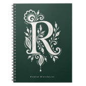 Letter R Linocut Botanische Monogram Notitieboek (Voorkant)