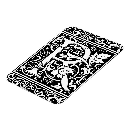 Letter R Medieval Monogram  Initiaal Magneet (Linkerzijde)