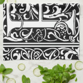 Letter R Medieval Monogram Initiaal Theedoek (Gevouwen)