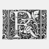 Letter R Medieval Monogram Initiaal Theedoek (Horizontaal)