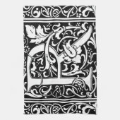 Letter R Medieval Monogram Initiaal Theedoek (Verticaal)