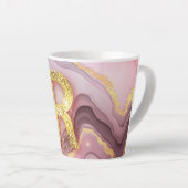 Letter R  meisje RoseGold Glitter Roze marmer Latte Mok (Rechterhoek)