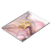 Letter R  meisje RoseGold Glitter Roze marmer Notitieboek (Linkerzijde)