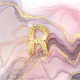 Letter R meisje RoseGold Glitter Roze marmer Sticker