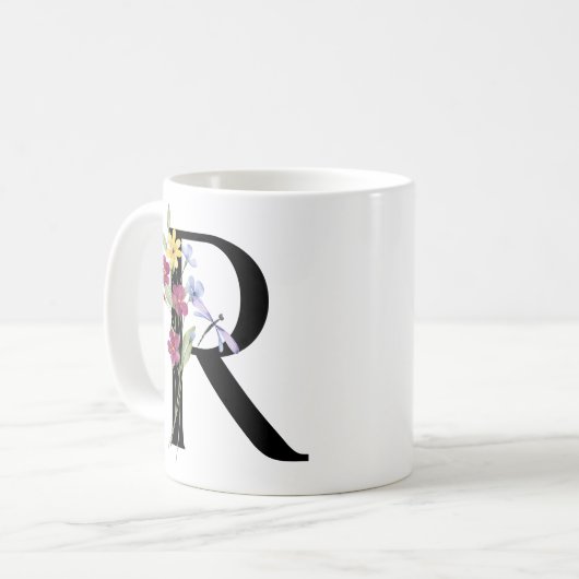 Letter R met bloemen Koffiemok (Voorkant links)
