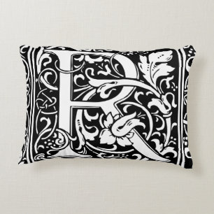 Letter R Middeleeuwse Monogram Art Nouveau Decoratief Kussen