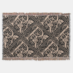 Letter R Middeleeuwse Monogram Art Nouveau Deken