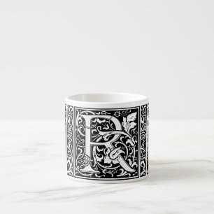 Letter R Middeleeuwse Monogram Art Nouveau Espresso Kop