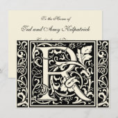 Letter R Middeleeuwse Monogram Art Nouveau Kaart (Voorkant / Achterkant)