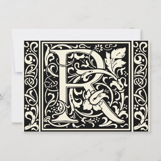 Letter R Middeleeuwse Monogram Art Nouveau Kaart (Voorkant)
