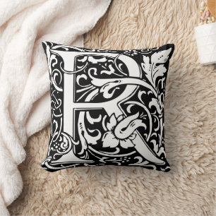 Letter R Middeleeuwse Monogram Art Nouveau Kussen