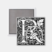 Letter R Middeleeuwse Monogram Art Nouveau Magneet (Voorkant / Achterkant)