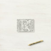 Letter R Middeleeuwse Monogram Art Nouveau Post-it® Notes (Op bureau)