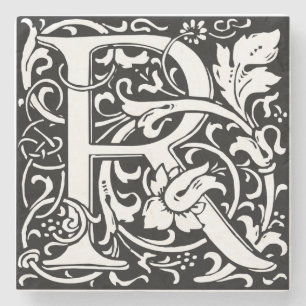 Letter R Middeleeuwse Monogram Art Nouveau Stenen Onderzetter