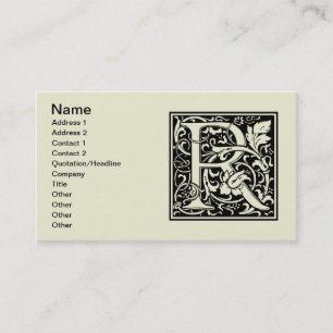 Letter R Middeleeuwse Monogram Art Nouveau Visitekaartje
