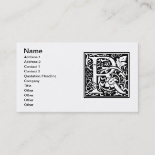Letter R Middeleeuwse Monogram Art Nouveau Visitekaartje
