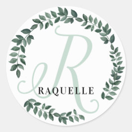 Letter R Monogram Aangepaste Naam Minimalistische  Ronde Sticker