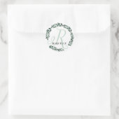 Letter R Monogram Aanpasbare Naam Minimalistische  Ronde Sticker (Tas)