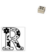 Letter R Monogram Bloemen Rubberstempel (Gestempeld)