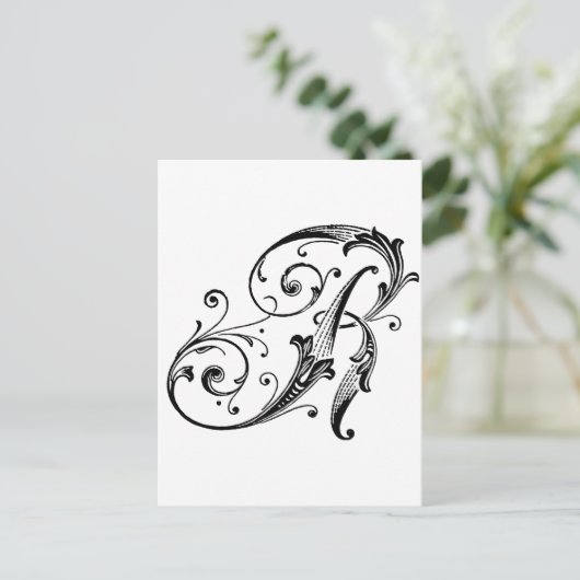 Letter R Monogram Briefkaart (Staand voorkant)