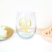 Letter R Monogram Bruidsmeisje Gift, Modern Elegan Wijnglas Zonder Voet