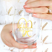 Letter R Monogram Bruidsmeisje Gift, Modern Elegan Wijnglas Zonder Voet