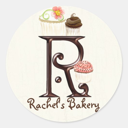 Letter R Monogram Cupcake Logo Zakelijke Stickers (Voorkant)