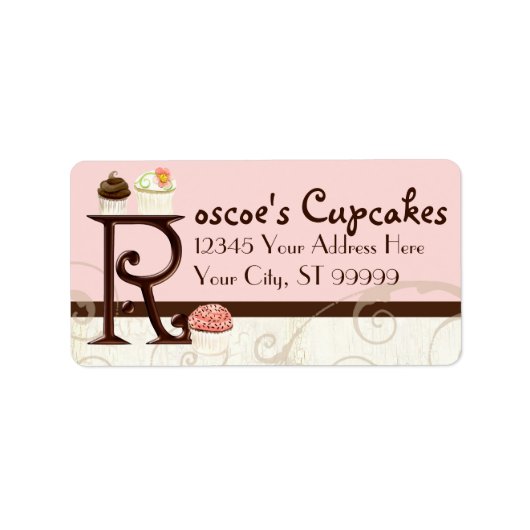 Letter R Monogram Dessert Bakkerij Adresetiketten Etiket (Voorkant)