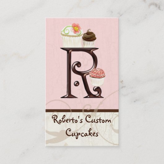 Letter R Monogram Dessert Bakkerij Visitekaartjes (Voorkant)