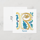 Letter R Monogram Fleur de lis Kaart (Voorkant / Achterkant)