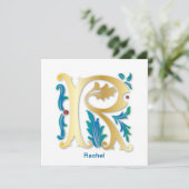 Letter R Monogram Fleur de lis Kaart (Staand voorkant)