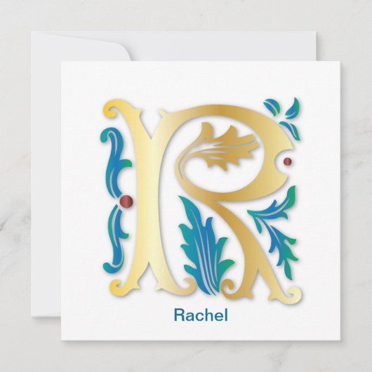 Letter R Monogram Fleur de lis Kaart (Voorkant)