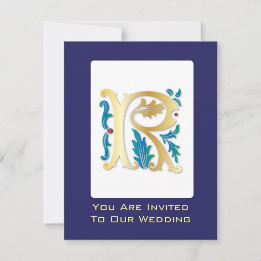 Letter R Monogram Fleur de lis Kaart (Voorkant)