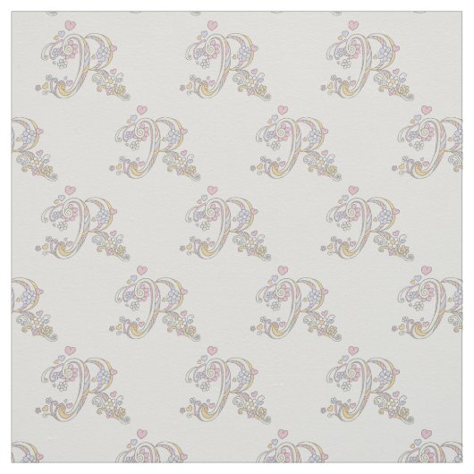 Letter R monogram gepersonaliseerde stof (Swatch)