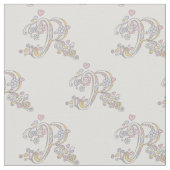 Letter R monogram gepersonaliseerde stof (Close Up)