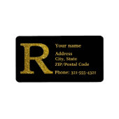 Letter R Monogram Glitter Address Label (Voorkant)