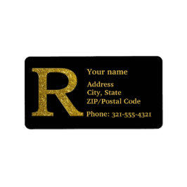 Letter R Monogram Glitter Address Label