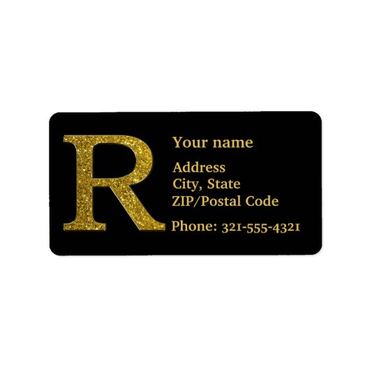 Letter R Monogram Glitter Address Label (Voorkant)