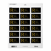 Letter R Monogram Glitter Address Label (Full Sheet)