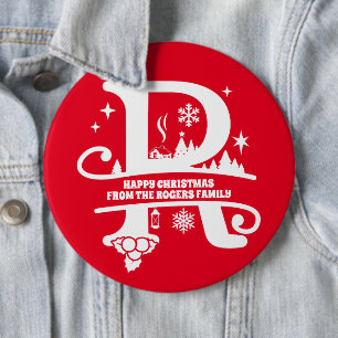 Letter R Monogram Initiaal Familienaam Greep Ronde Button 6,0 Cm