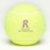 Letter R monogram meisjes gepersonaliseerd paarse Tennisballen (Achterkant)