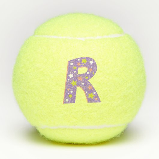 Letter R monogram meisjes gepersonaliseerd paarse Tennisballen (Voorkant)