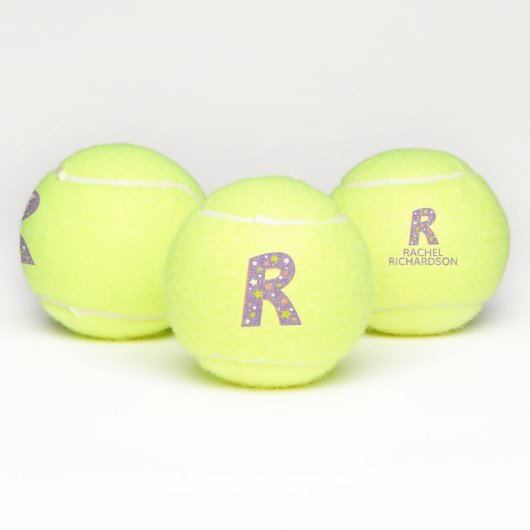 Letter R monogram meisjes gepersonaliseerd paarse Tennisballen (Multi)