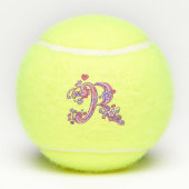 Letter R-monogram meisjes gepersonaliseerde doodle Tennisballen (Achterkant)