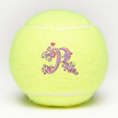 Letter R-monogram meisjes gepersonaliseerde doodle Tennisballen (Voorkant)